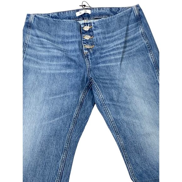 RE/DONE Blue Mid Wash Originals Button Front Crop Bootcut Jeans Size 28 - Picture 4 of 8